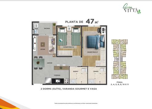 Apartamento à venda com 2 quartos, 48m² - Foto 3