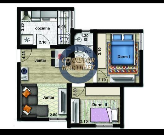 Apartamento à venda com 2 quartos, 44m² - Foto 3